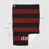 Monogram veenbes & zwarte streep golfhanddoek (Insitu)