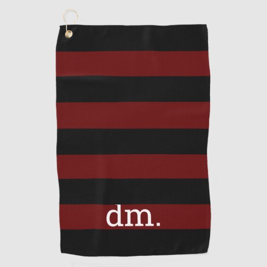 Monogram veenbes & zwarte streep golfhanddoek (Voorkant)