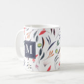 Monogram Vegan Waterverf Floral botanisch Koffiemok (Voorkant links)