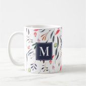Monogram Vegan Waterverf Floral botanisch Koffiemok (Links)