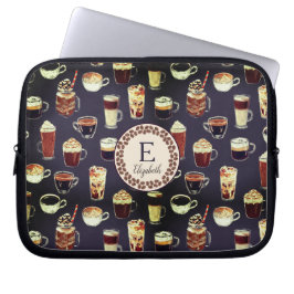 Monogram Venti Coffee Lover Herfst Donker Paars Laptop Sleeve