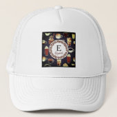 Monogram Venti Coffee Lover Herfst Donker Paars Trucker Pet (Voorkant)