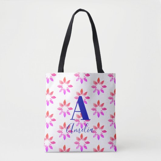 Monogram ventilator Waterverf Retro Patroon Hot Pi Tote Bag (Voorkant)