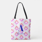 Monogram ventilator Waterverf Retro Patroon Hot Pi Tote Bag (Achterkant)