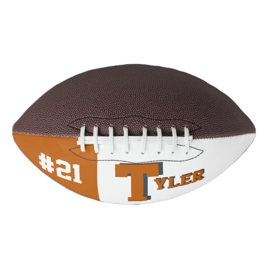 Monogram Verbrand Oranje & Wit American Football (Voorkant)