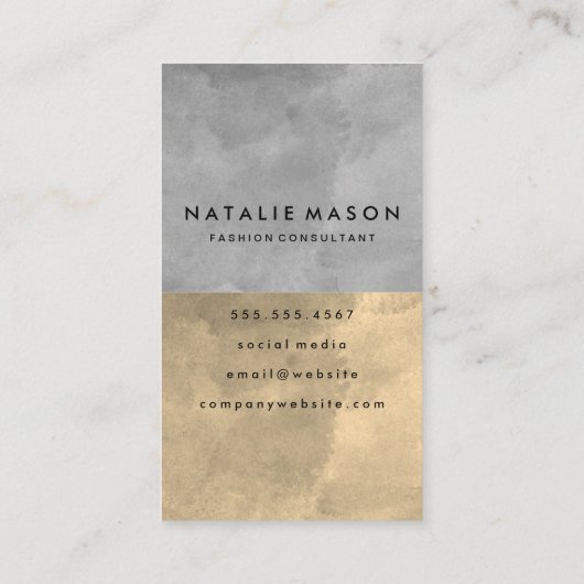 Monogram Verfijnd Sepia Grijs Kleurblokken Visitekaartje (Achterkant)