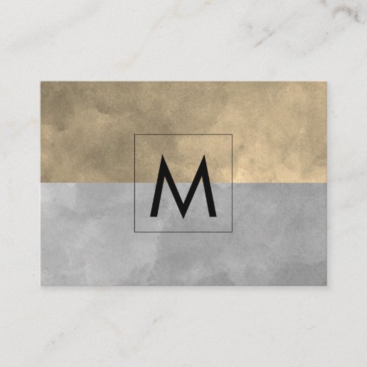 Monogram Verfijnd Sepia Grijs Kleurblokken Visitekaartje (Voorkant)