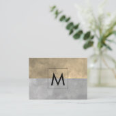 Monogram Verfijnd Sepia Grijs Kleurblokken Visitekaartje (Staand voorkant)
