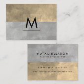 Monogram Verfijnd Sepia Grijs Kleurblokken Visitekaartje (Voorkant / Achterkant)