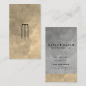 Monogram Verfijnd Sepia Grijs Kleurenblokken Visitekaartje (Voorkant / Achterkant)