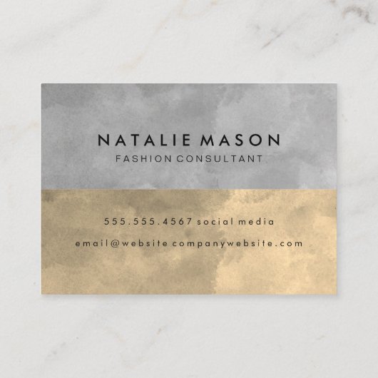 Monogram verfijnde Sepia Grey Color Blocks Visitekaartje (Achterkant)