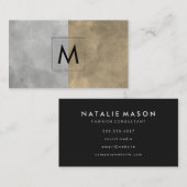 Monogram verfijnde Sepia Grey Color Blocks Visitekaartje (Voorkant / Achterkant)