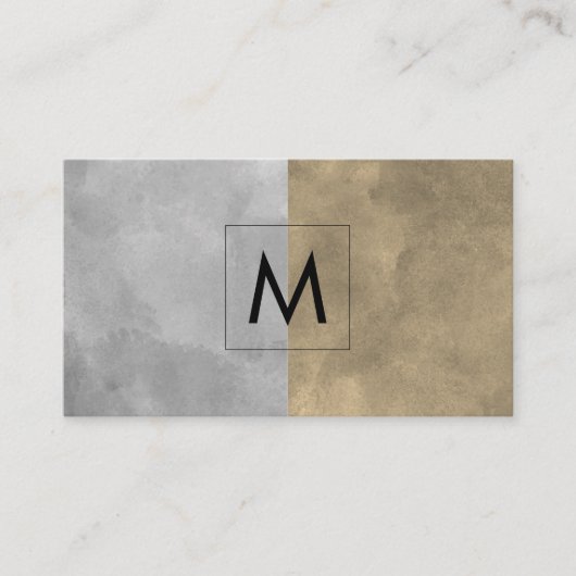 Monogram verfijnde Sepia Grey Color Blocks Visitekaartje (Voorkant)