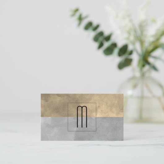 Monogram verfijnde Sepia Grey Color Blocks Visitekaartje (Staand voorkant)