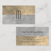 Monogram verfijnde Sepia Grey Color Blocks Visitekaartje (Voorkant / Achterkant)