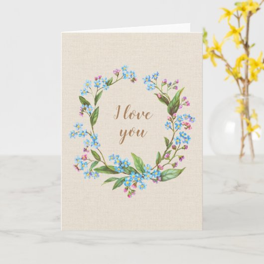 Monogram vergeet-ik-niet Wreath Rustic Ik hou van  Kaart (Gele Bloem)