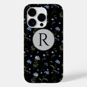 Monogram Vergeet me niet Blue Floral Waterverf Case-Mate iPhone Case (Achterkant)