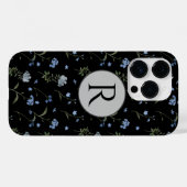 Monogram Vergeet me niet Blue Floral Waterverf Case-Mate iPhone Case (Achterkant (horizontaal))