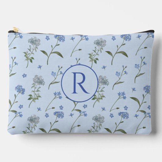 Monogram Vergeet me niet Blue Floral Waterverf Etui (Voorkant)