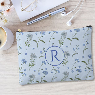 Monogram Vergeet me niet Blue Floral Waterverf Etui