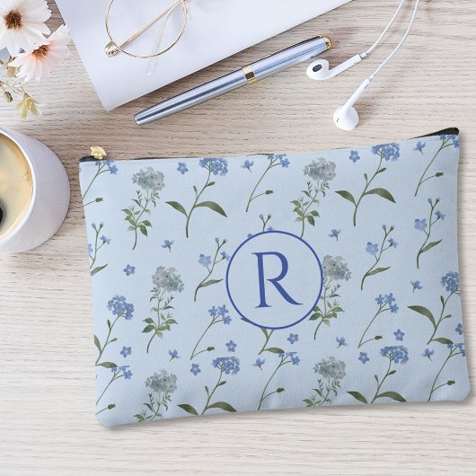Monogram Vergeet me niet Blue Floral Waterverf Etui