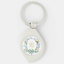 Monogram vergeet-me-niet Wreater Blue Flowers Cute Sleutelhanger