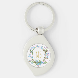 Monogram vergeet-me-niet Wreater Blue Flowers Cute Sleutelhanger