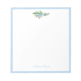 Monogram vergeet-me-niet Wreater Blue Flowers Whit Notitieblok