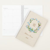 Monogram vergeet-me-niet Wreath Blue Beige Rustic Planner (Display)