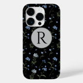 Monogram Vergeet-mij-nietje Blauwe Bloem Waterverf Case-Mate iPhone Case (Achterkant)
