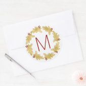 Monogram Verheug je met Dove Gold Holiday krans Ronde Sticker (Envelop)