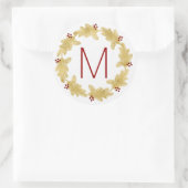 Monogram Verheug je met Dove Gold Holiday krans Ronde Sticker (Tas)