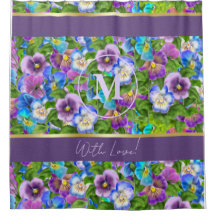 Monogram Verjaardag Pansy Violet Flowers Waterverf