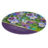 Monogram Verjaardag Pansy Violet Flowers Waterverf Snijplank (Hoek)