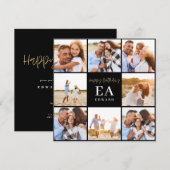 monogram verjaardag zwart en goud multi - foto (Voorkant / Achterkant)