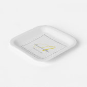 Monogram verlichtend Geel, en Grijs met Wit Papieren Bordje (Gebogen)