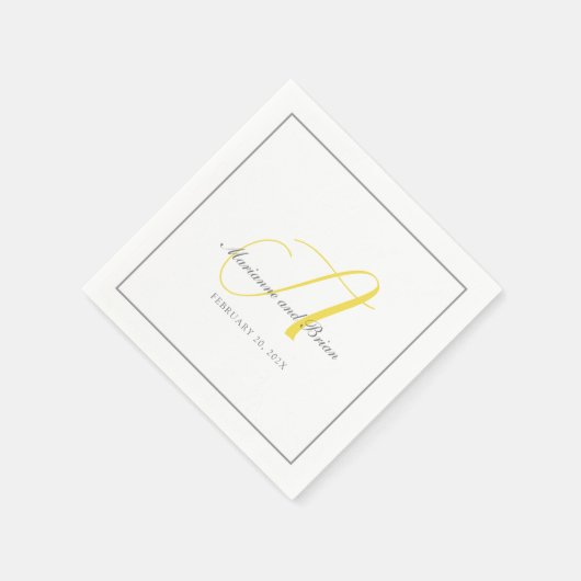 Monogram Verlichtend Geel en Grijs met Wit Servet (Hoek)