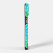 Monogram verloop blauwe en groene glitters glans iPhone hoesje (Rechterkant)