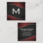 Monogram | Verlopend donkerrode achtergrond mesh Vierkante Visitekaartje (Voorkant / Achterkant)