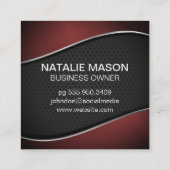 Monogram | Verlopend donkerrode achtergrond mesh Vierkante Visitekaartje (Achterkant)
