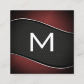 Monogram | Verlopend donkerrode achtergrond mesh Vierkante Visitekaartje (Voorkant)