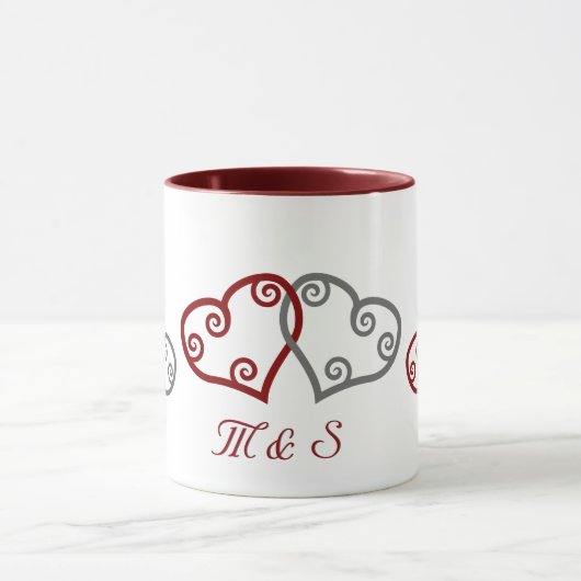 Monogram verloving harten mok (Midden)