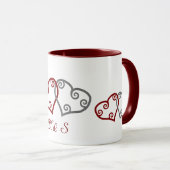 Monogram verloving harten mok (Voorkant rechts)