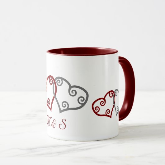 Monogram verloving harten mok (Voorkant rechts)