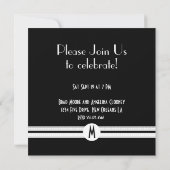 Monogram Verloving in zwart-wit Art Deco Kaart (Achterkant)