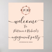 Monogram Verlovingsfeest Welkom Bord Schuimbord Poster (Voorkant)