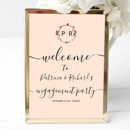 Monogram Verlovingsfeest Welkom Bord Schuimbord Poster