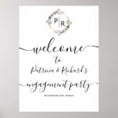Monogram Verlovingsfeest Welkomstbord Poster (Voorkant)