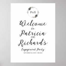 Monogram verlovingsfeest welkomstbord poster