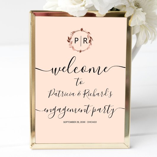 Monogram Verlovingsfeest Welkomstbord Schuimbord Poster